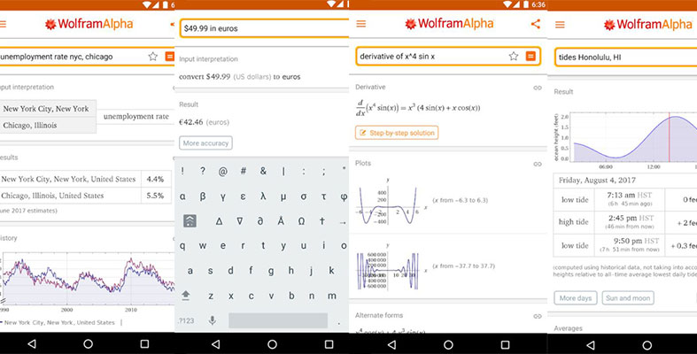 اپلیکیشن محاسبه و بانک اطلاعات WolframAlpha