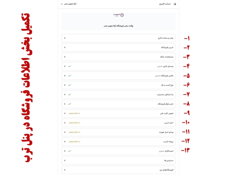 تکمیل اطلاعات فروشگاه حضوری