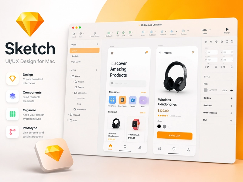 Sketch نرم‌افزار حرفه‌ای طراحی رابط کاربری و وایرفریم